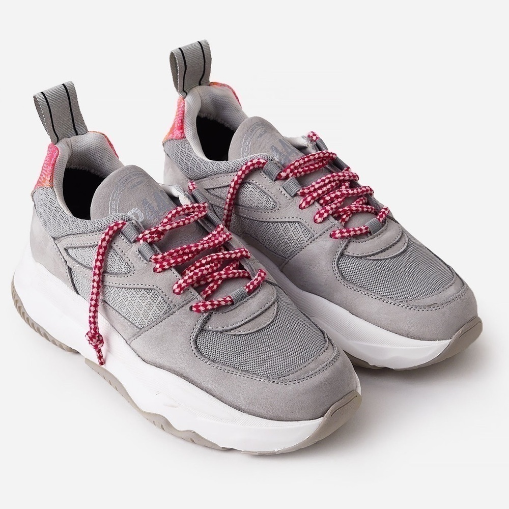 NIB P448 Luke Sneakers Platform Shabby Gray Pink Python Embossed Sz 39